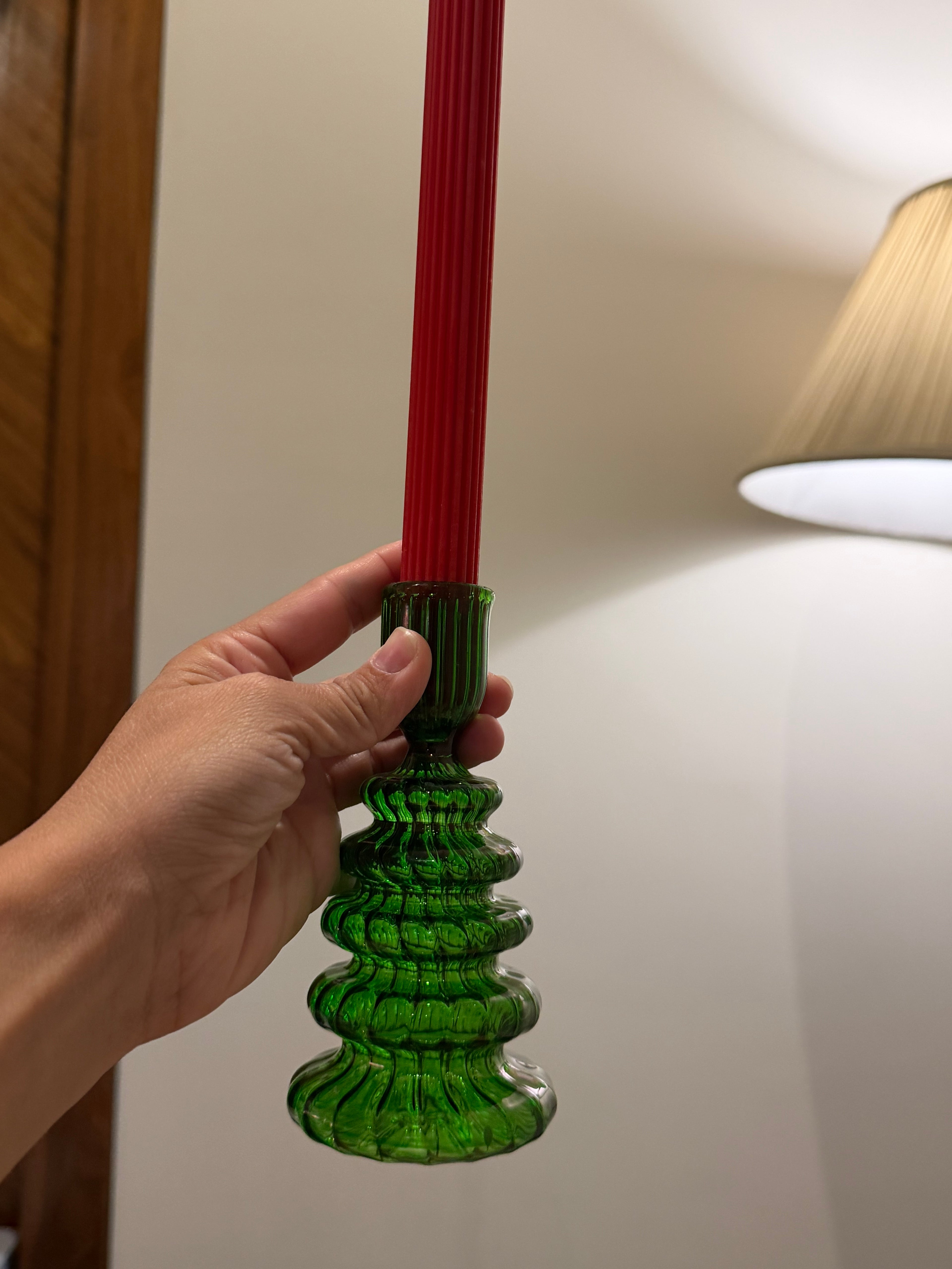 Two Emerald Glow Candle Holder