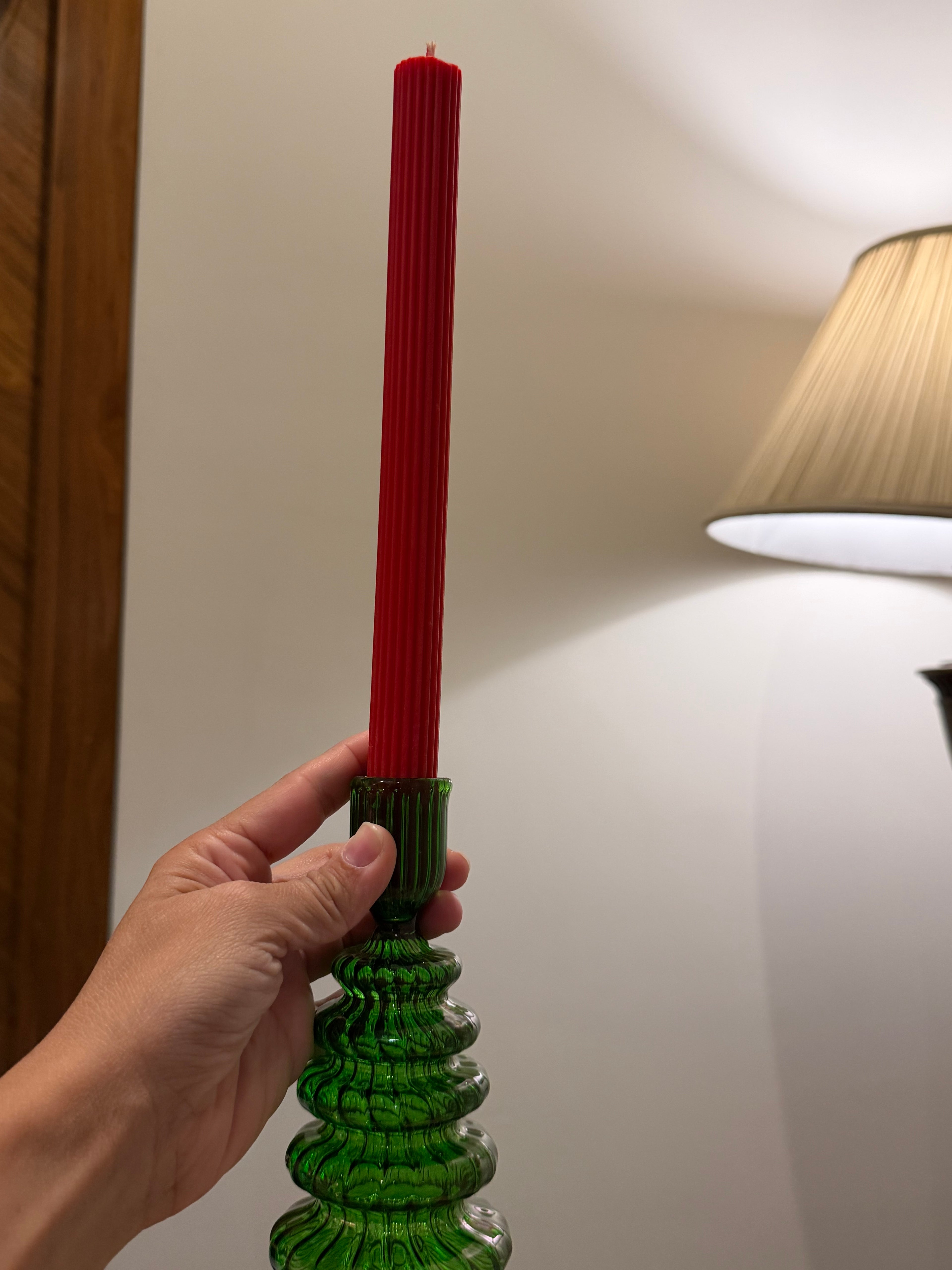 Two Emerald Glow Candle Holder